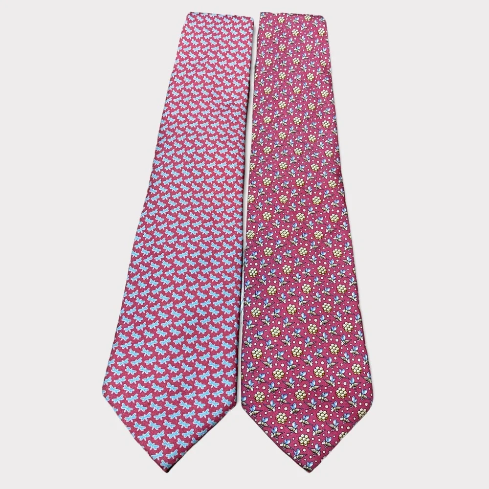 Two Vineyard vine silk ties bees and butterflies